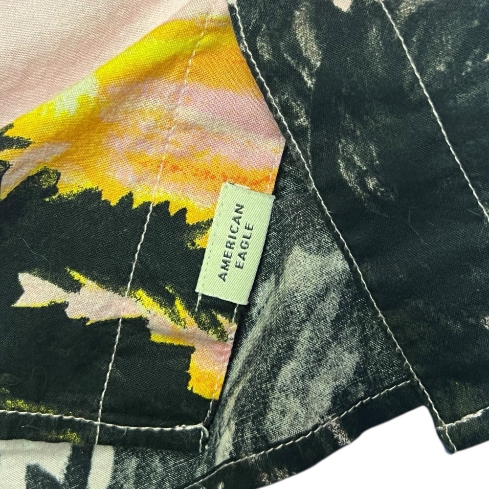 American Eagle Shirt LG Pink Multi Tropical Button Down Hawaiian Island Casual - Picture 6 of 12